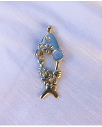 Pesce in ottone - GALVANICA ORO, con pietra Pesce in ottone - GALVANICA ORO, con pietra