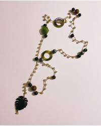Promo 18- collana uncinetto foglia verde